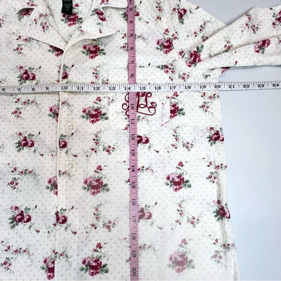 Lauren Ralph Lauren Floral Print Embroidered Logo Sleep Shirt Cottagecore Small - Picture 7 of 9